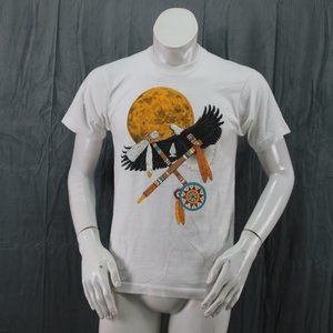 Vintage Graphic T-shirt - Eagle on Moon First Nations Graphic - Men's Medium